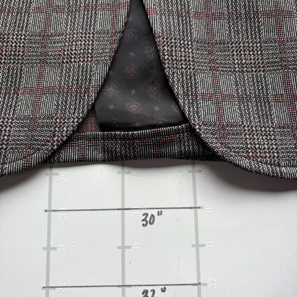 Vintage 70s Clipper Craft Plaid Suit Mens 42 Gray Red Blazer Jacket Pants 36x30 - Picture 8 of 8